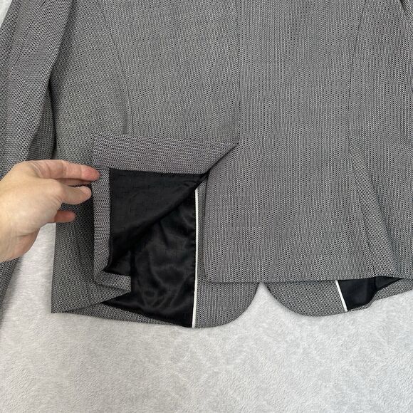 Talbots Petites Blazer Womens 12P Black White Wool Blend Career Office Business - Picture 7 of 16